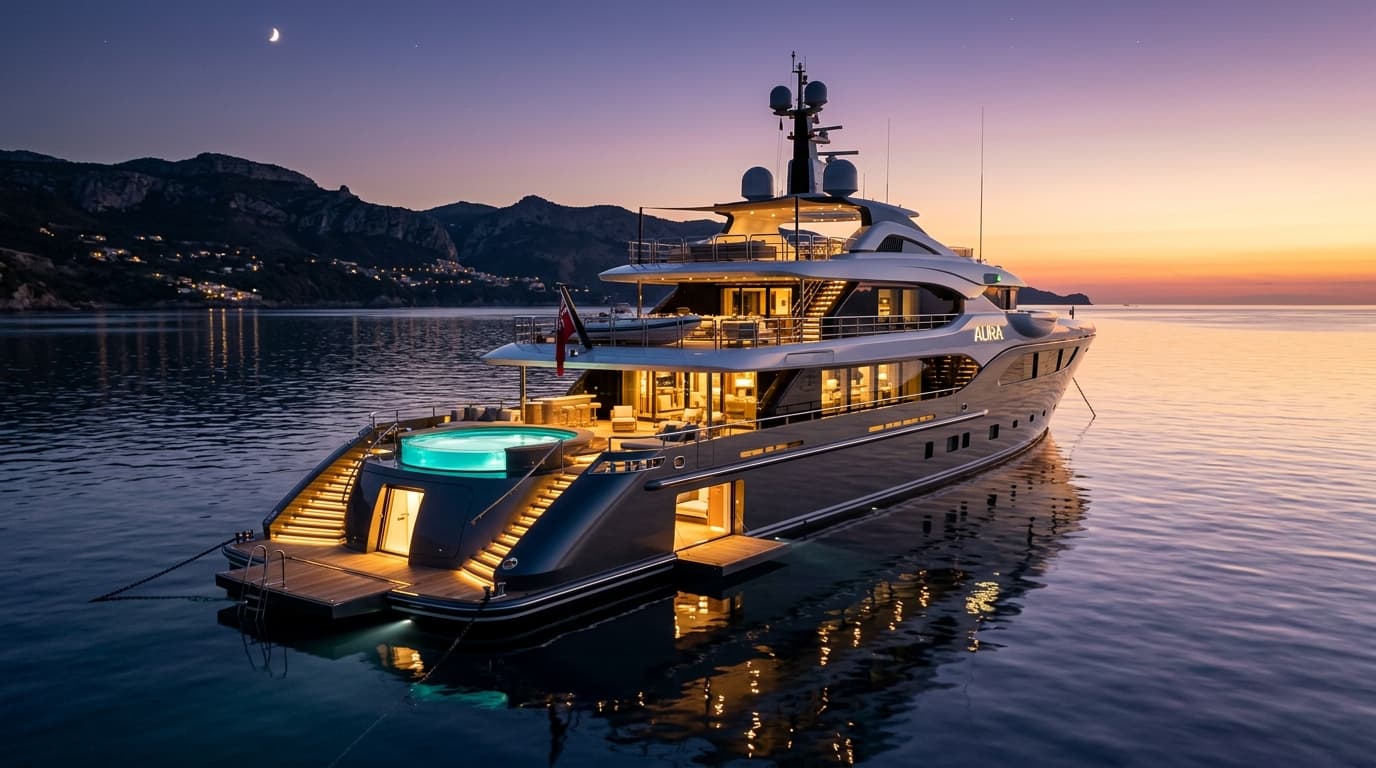 Superyacht connected to shore power